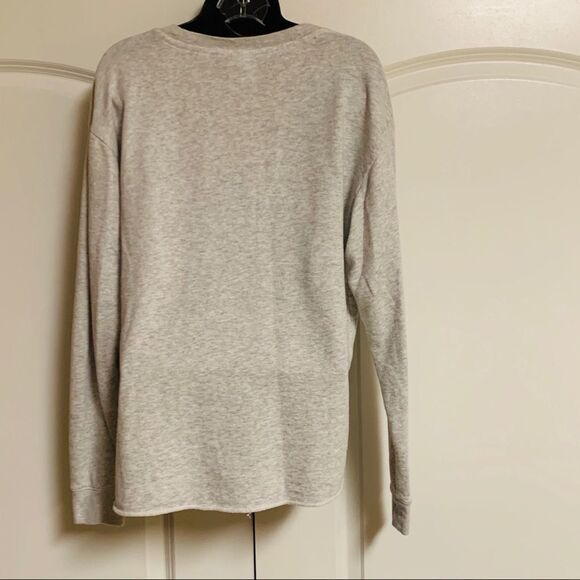 Victoria’s Secret PINK Gray Cutout Raw Edge Oversized Logo Fleece Sweatshirt S - Picture 4 of 10